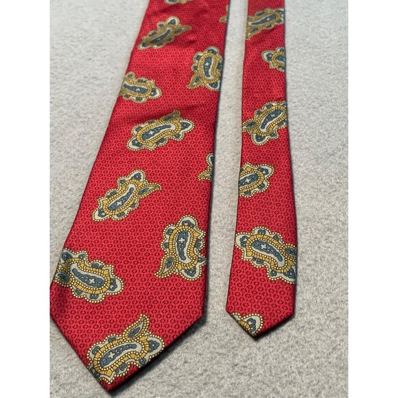 John Henry Mens Red Paisley Silk Tie Made in USA Vintage Necktie - Picture 5 of 5